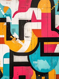 多彩街头风抽象涂鸦艺术