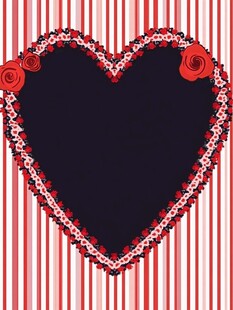 心形玫瑰边框条纹背景图
