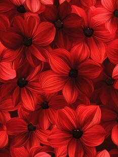 红色花卉无缝图案背景