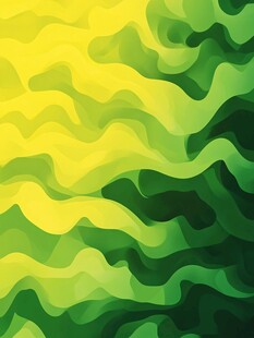 黄绿渐变波浪抽象背景图