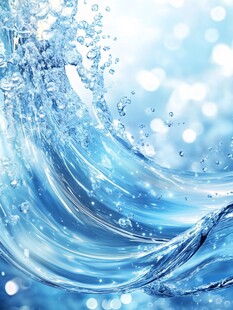蓝色灵动水花波浪背景图