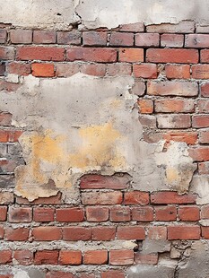 老旧斑驳的红砖墙面