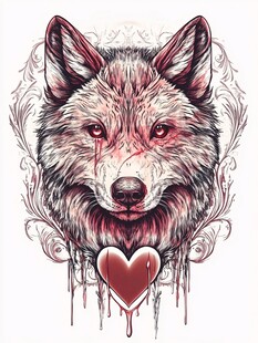 狼之心纹身艺术插画