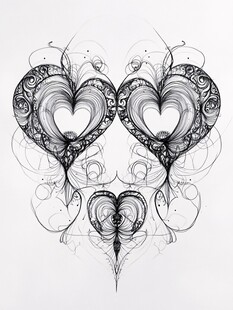 黑白心形艺术装饰图案
