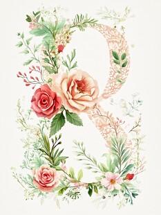 花卉装饰的数字8艺术图案