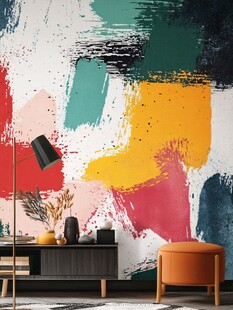 多彩涂鸦风室内墙面装饰