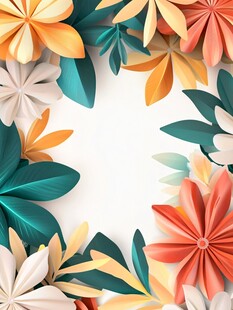 缤纷折纸花卉装饰边框