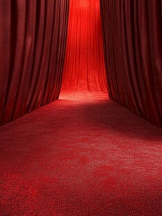 红色舞台幕布与地毯场景