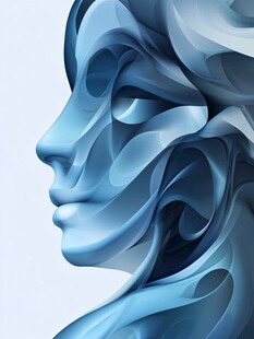 蓝色抽象人脸艺术形象