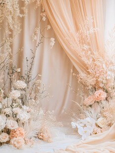 浪漫粉白色系花卉布景