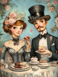 复古风情侣优雅享甜点