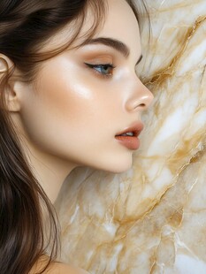 精致妆容美女侧脸特写