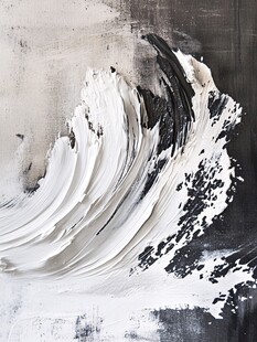 黑白笔触绘就的艺术海浪