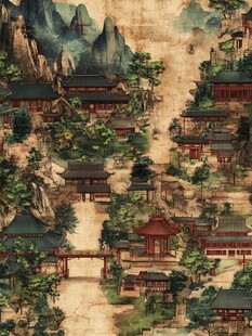 古风山水间的中式建筑群