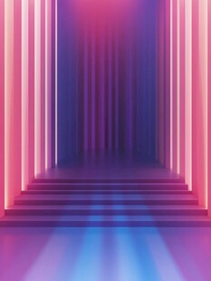 梦幻霓虹光影阶梯空间