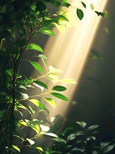 阳光透过绿叶的静谧瞬间