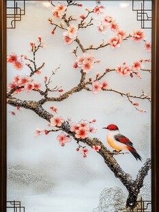 红梅栖鸟中式唯美图景