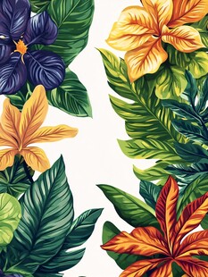 热带花卉植物装饰图案