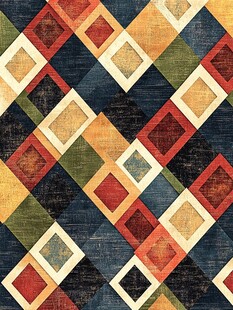 几何方块拼接复古风图案