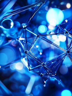 蓝色科技感分子结构图像