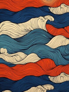 海浪艺术插画图案设计