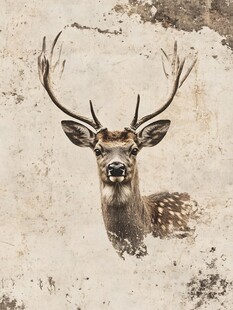 复古风鹿头特写艺术图像