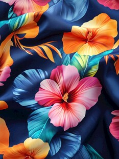 热带花卉印花布料