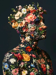 花卉覆盖的人体艺术形象