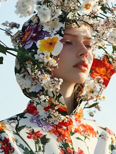 花饰少女的梦幻时尚瞬间