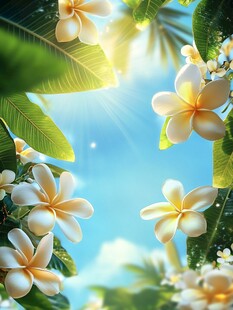 夏日绽放的鸡蛋花美景