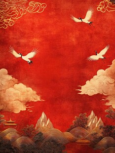 丹鹤祥云绘中式山水景