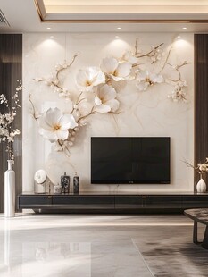 玉兰花电视背景墙客厅美景