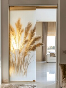 金色芦苇玻璃隔断美宅一角
