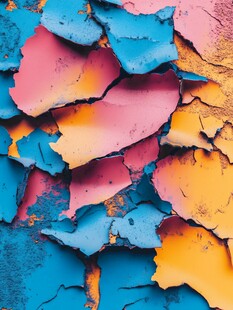 剥落的多彩墙面纹理