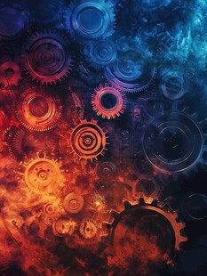 炫彩齿轮科幻风背景图