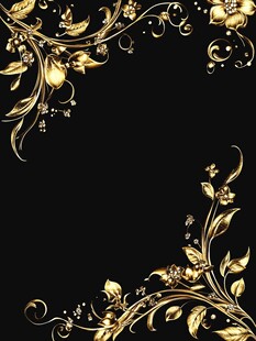 黑金花卉边框装饰图案