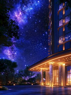 梦幻星空下的璀璨建筑