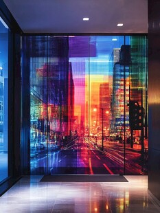 绚丽都市夜景玻璃幕墙景观