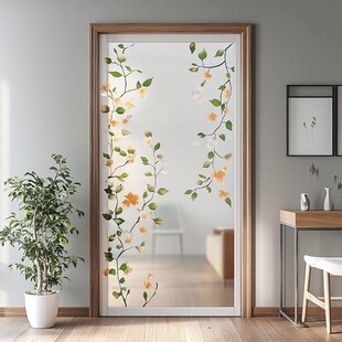 花卉藤蔓玻璃门装饰效果