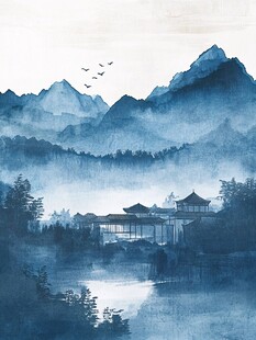 水墨山水间的静谧古景