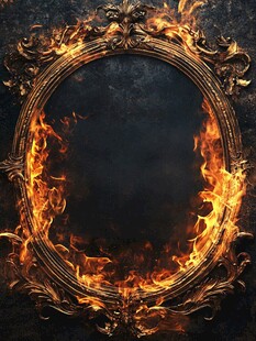 火焰环绕的华丽复古镜框