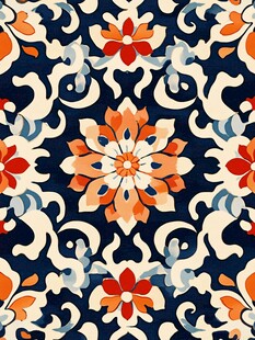 复古花卉几何图案设计