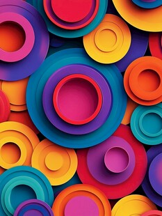 多彩立体圆环抽象图案
