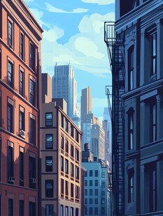 城市街景中的建筑与天际线