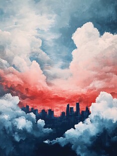 云海中的梦幻城市天际线