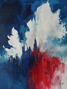 抽象风格的城市建筑画作