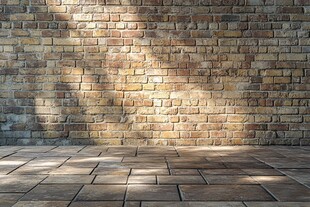 复古砖墙与光影地面场景