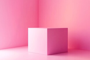 粉色空间中的简约立方体
