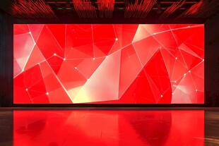 红色几何图案大屏展示