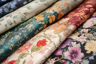 多彩花卉印花布料展示